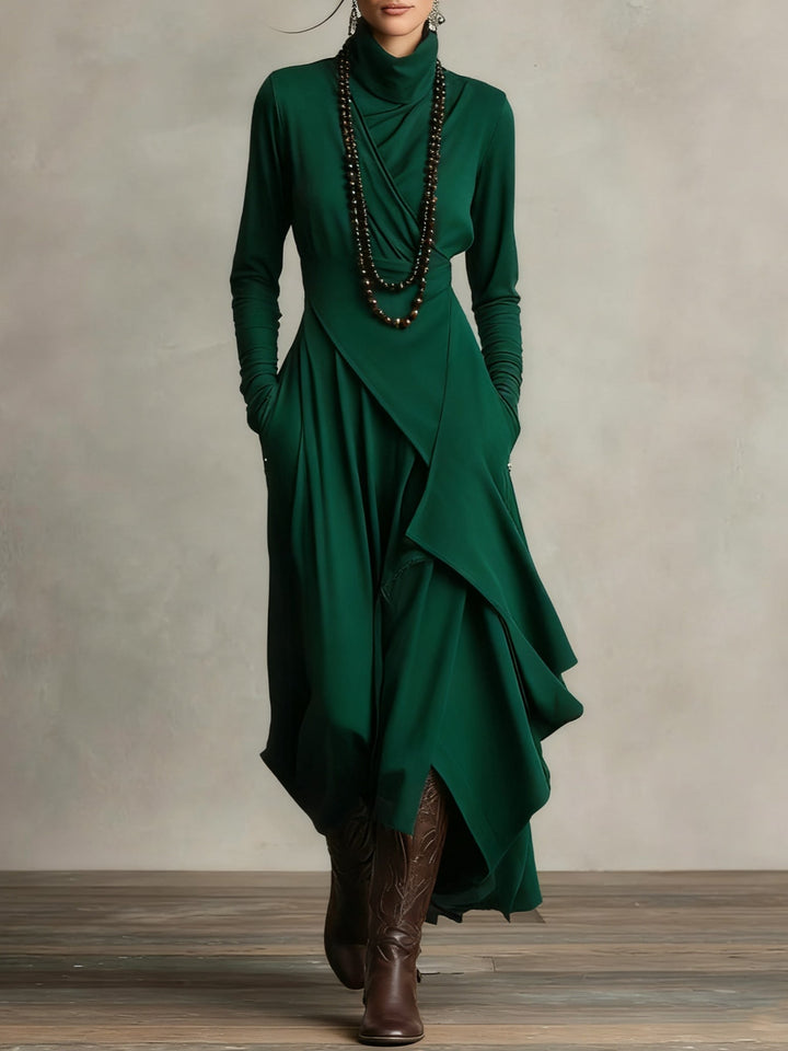 Arielle | Vintage Asymmetric Roll-Neck Dress