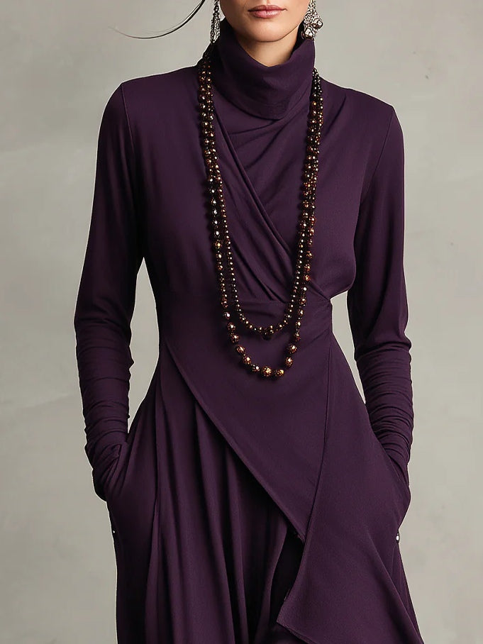 Arielle | Vintage Asymmetric Roll-Neck Dress