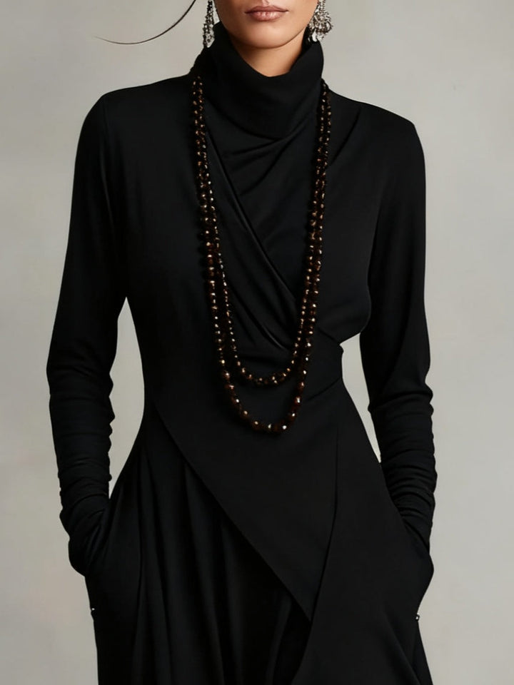 Arielle | Vintage Asymmetric Roll-Neck Dress