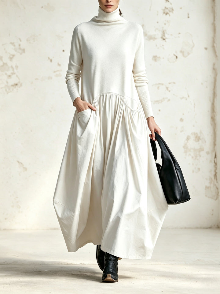 Odette | Black Oversized High-Neck Maxi Dress