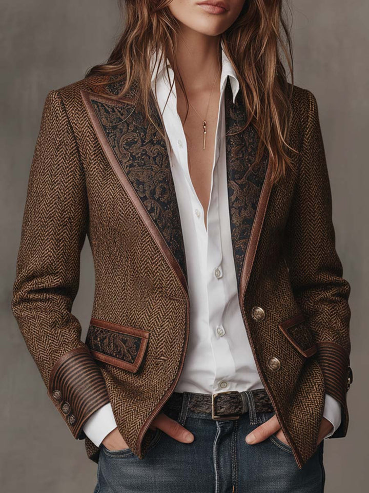 Gisèle | Blazer with Printed Chevron Panels