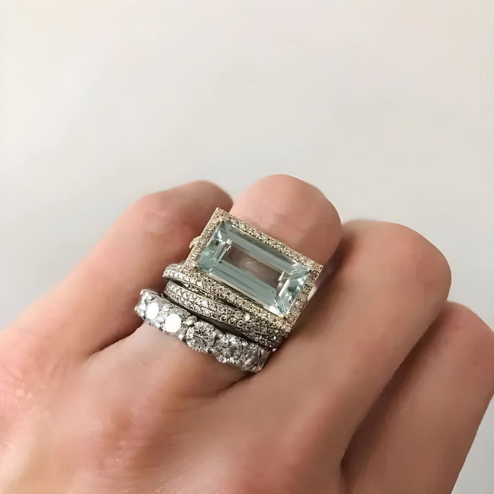 Lorenza Set of 3 Art Deco Aquamarine Rings