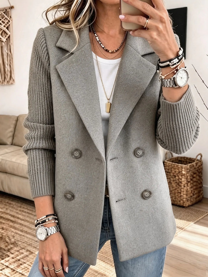 Women's Blazer with Knitted Sleeves — Elegant and Warm