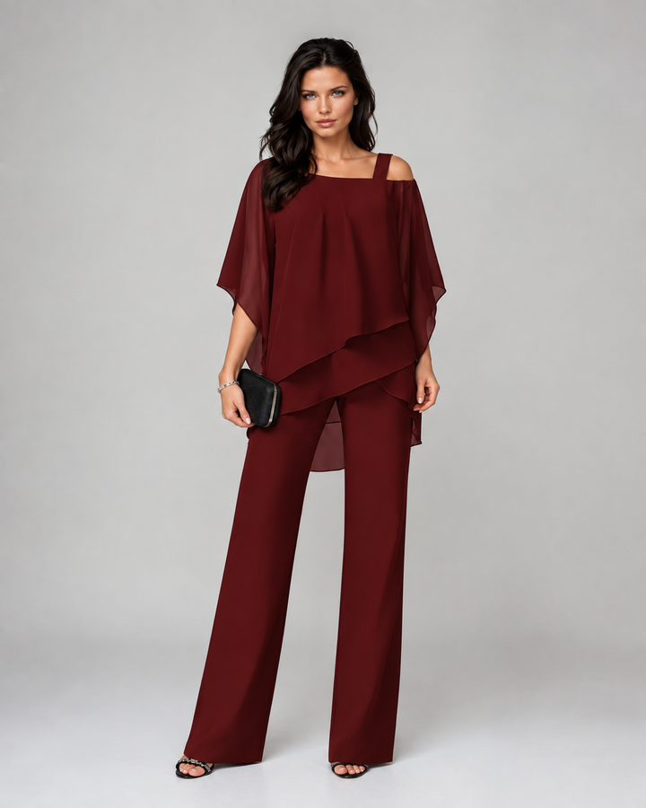 Monique™ | Elegant Two-Piece Set with Layered Top
