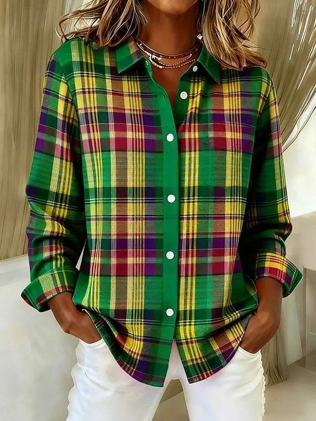 Janna | Check Button-Up Blouse