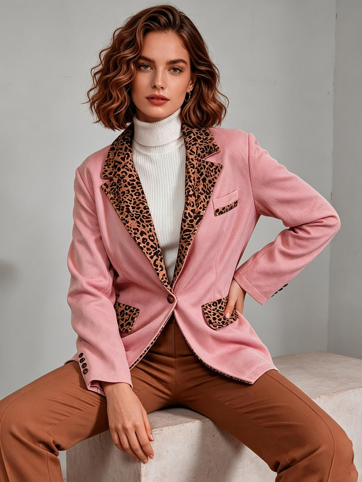 Clémentine | Fitted Velvet Blazer with Leopard Details