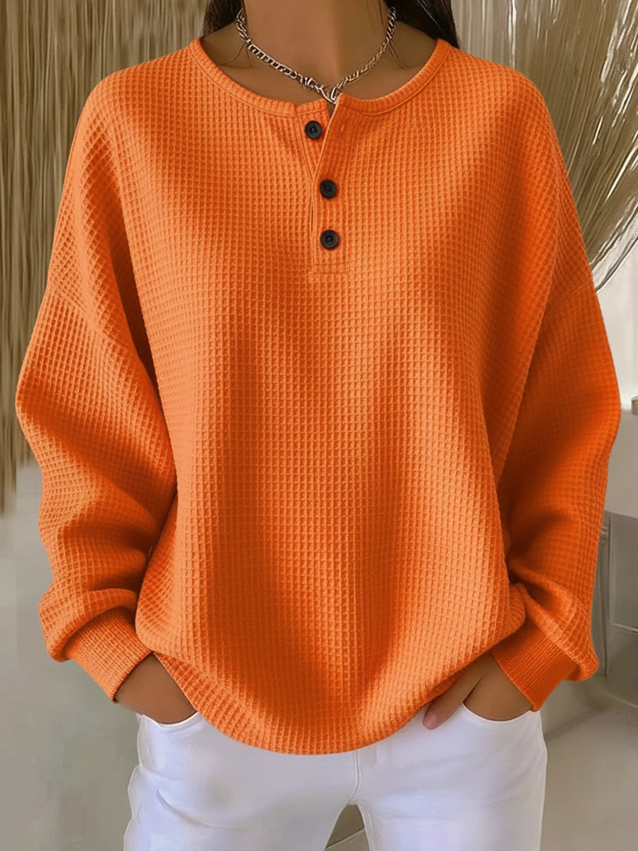 Bregje | Cosy Waffle Henley Sweatshirt