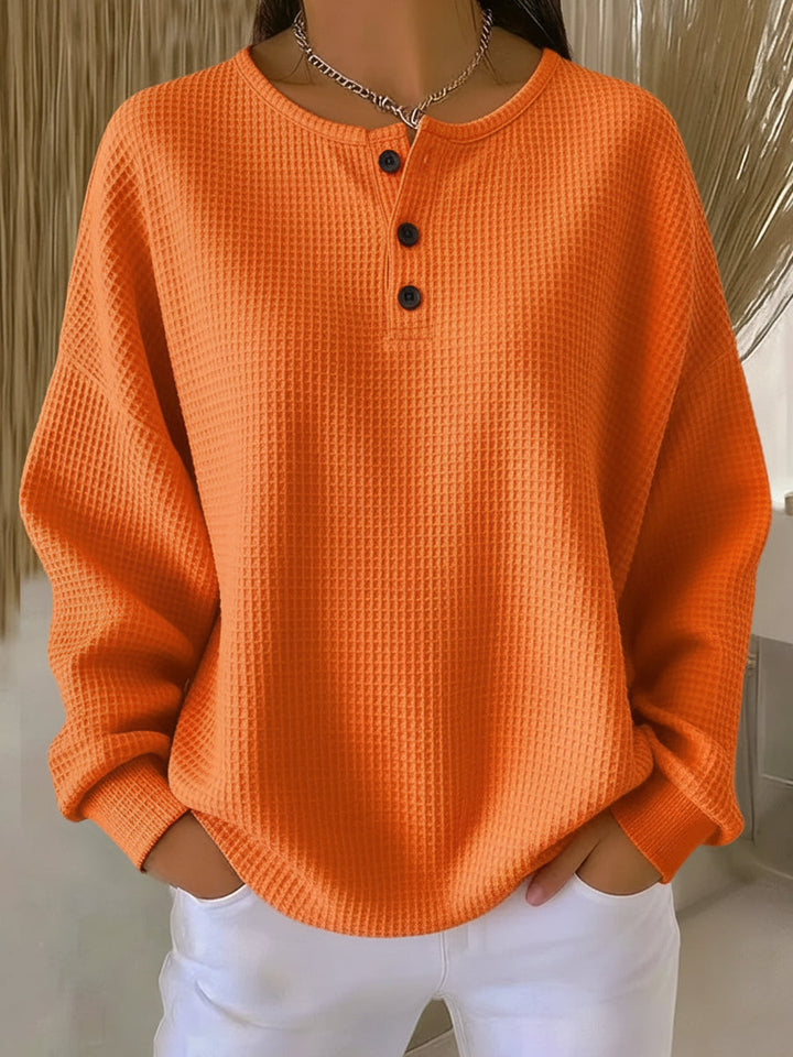 Bregje | Cosy Waffle Henley Sweatshirt