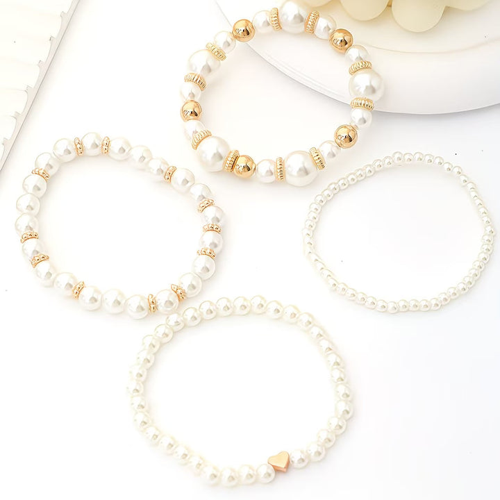 Set of 4 Stackable Pearl Bracelets