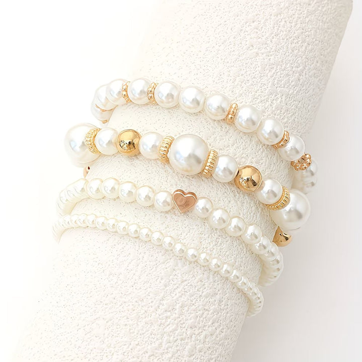 Set of 4 Stackable Pearl Bracelets
