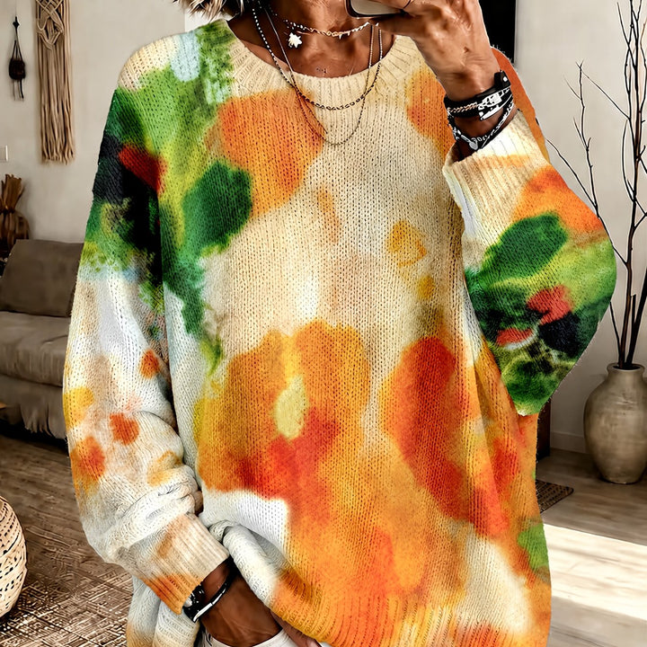 Amberlei | Orange Tie-Dye Floral Crew-Neck Jumper