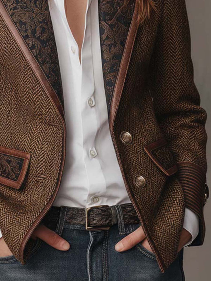 Gisèle | Blazer with Printed Chevron Panels