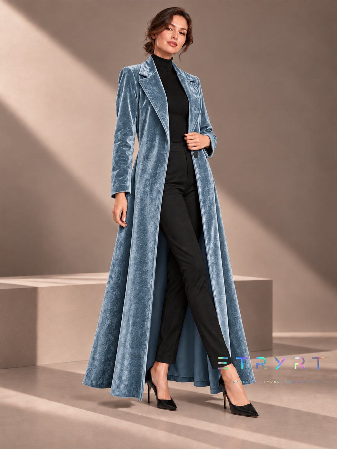 Béatrice | Long Open Velvet Coat