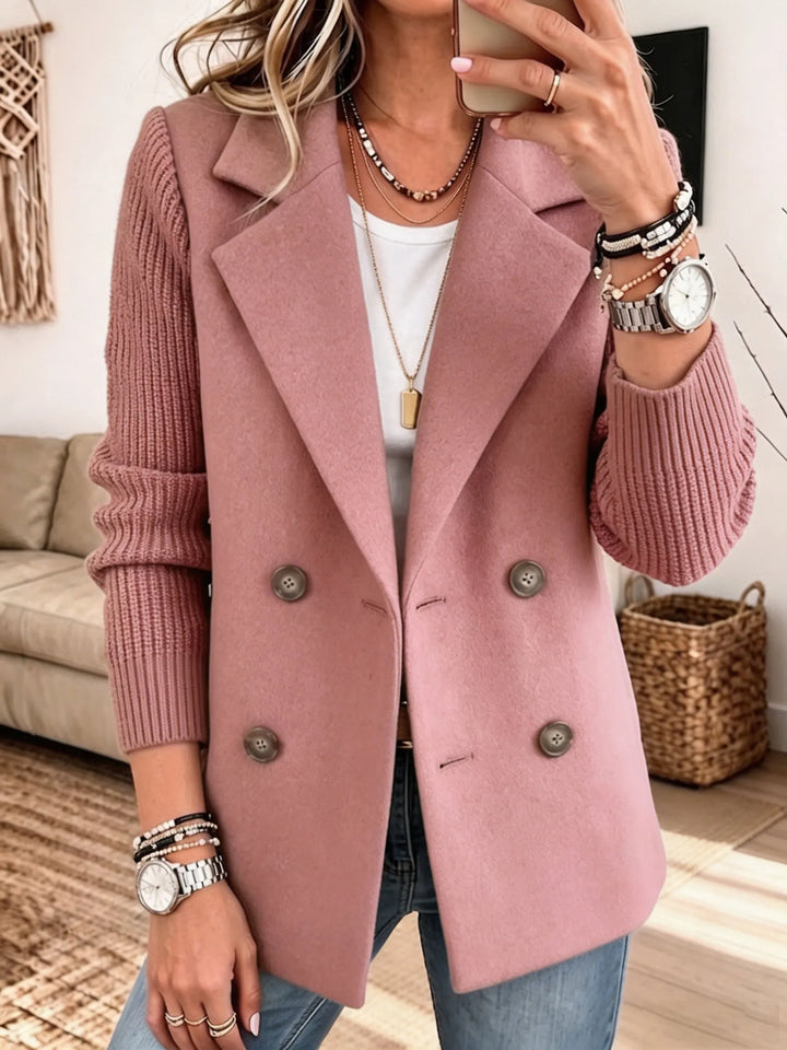Women's Blazer with Knitted Sleeves — Elegant and Warm