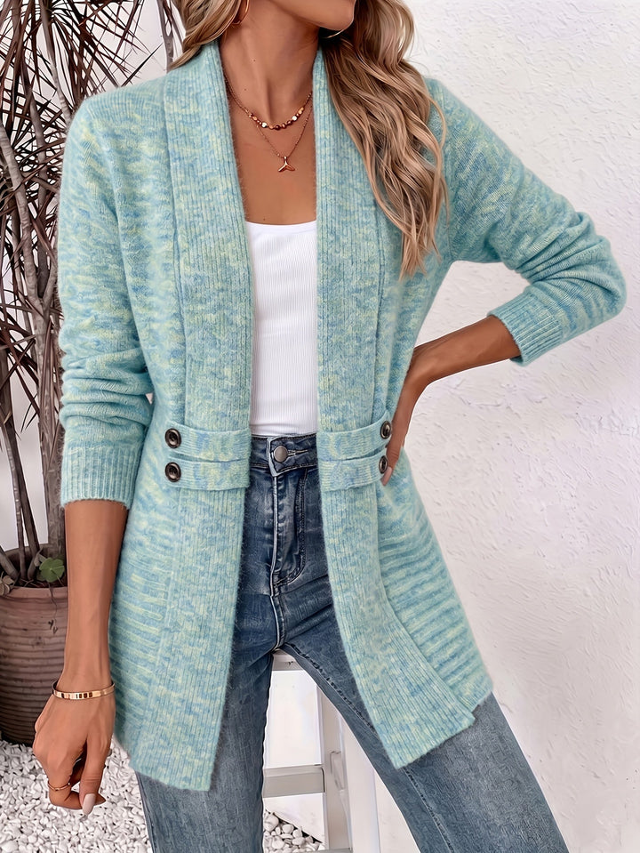 Elegant Women's Cardigan - Open Front & Tailored Waist