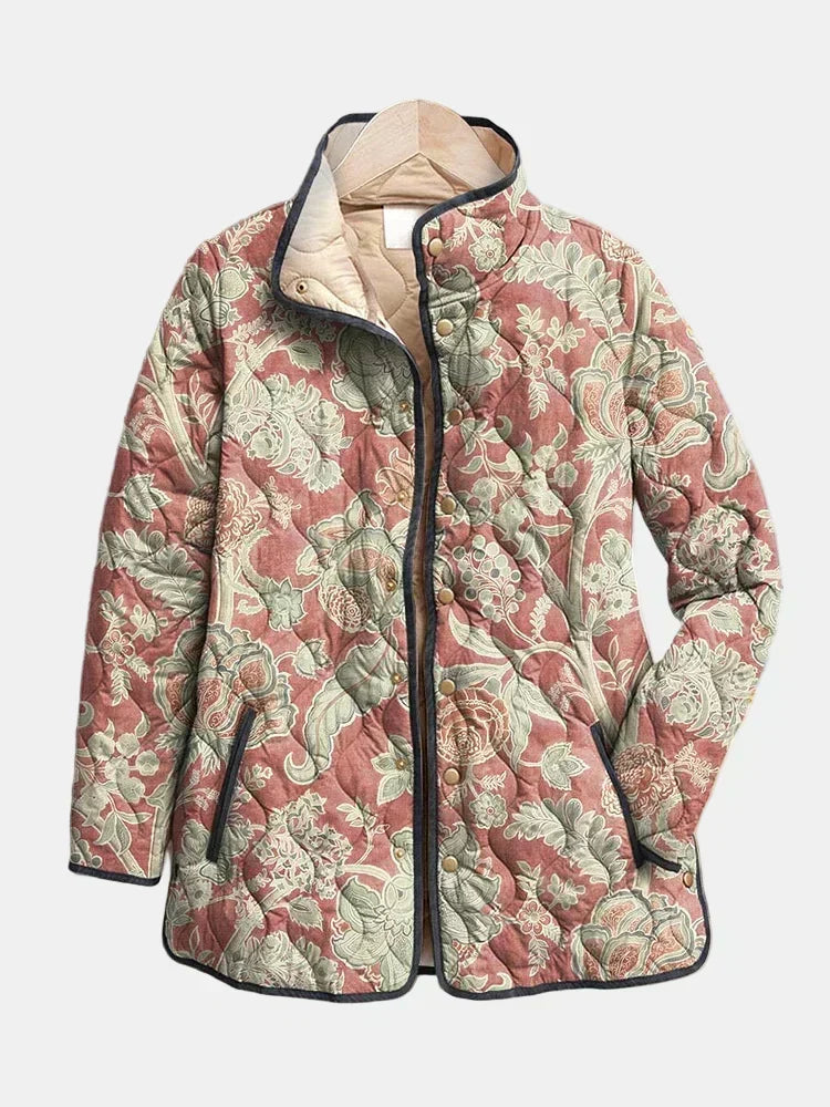 Pauline Quilted Terracotta Damask Jacket