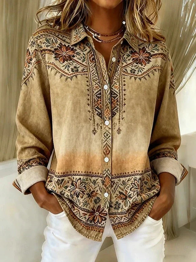 Sien | Graceful Floral Button-Up Blouse