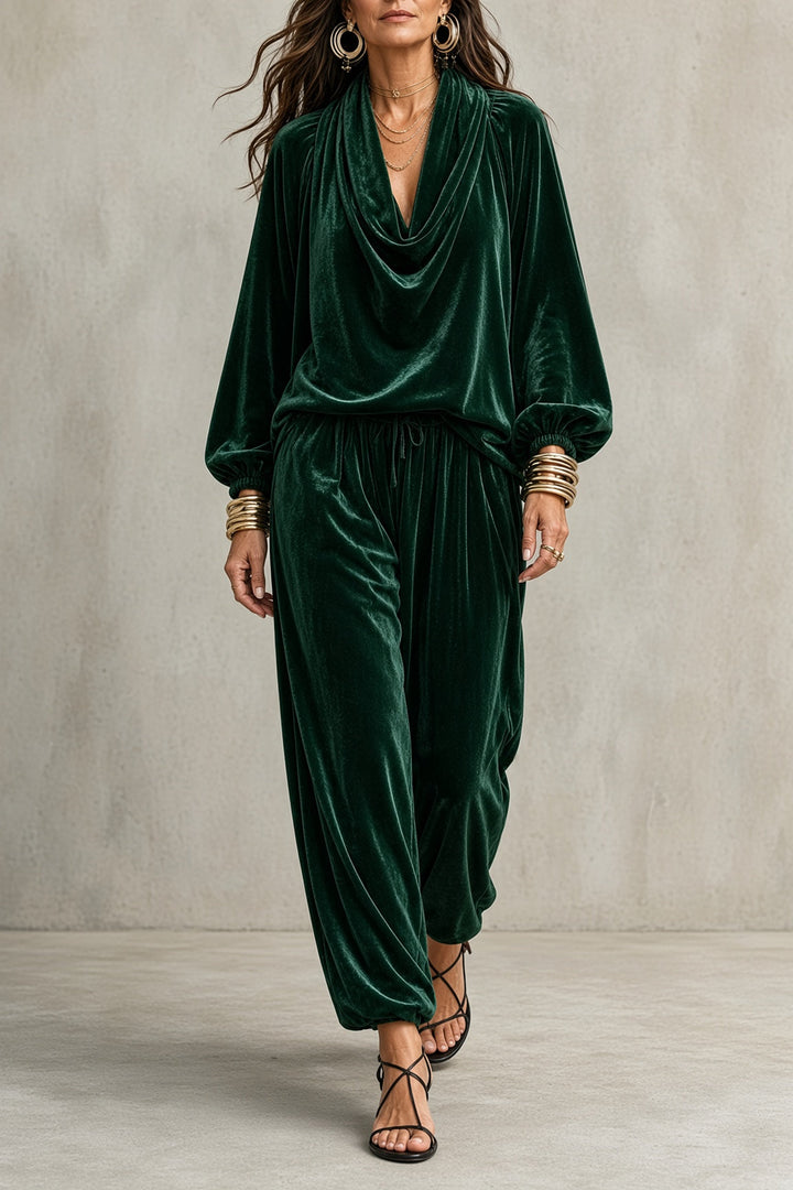 Serafina | Velvet Draped-Neckline Co-ord