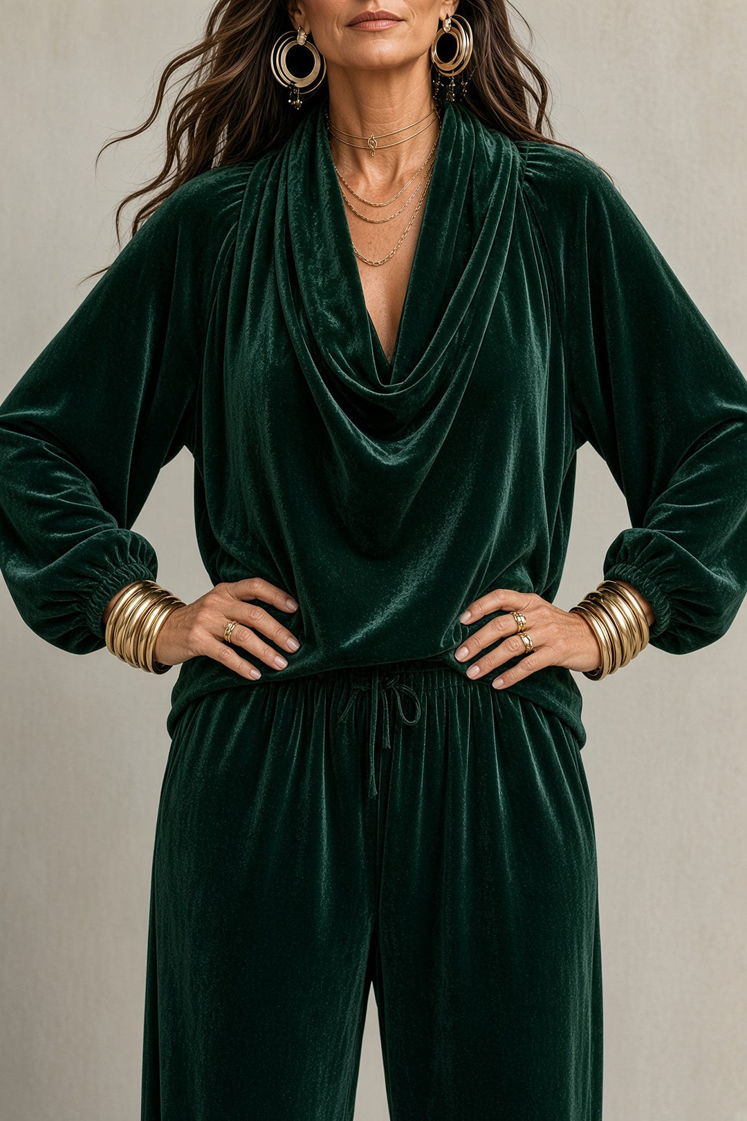 Serafina | Velvet Draped-Neckline Co-ord