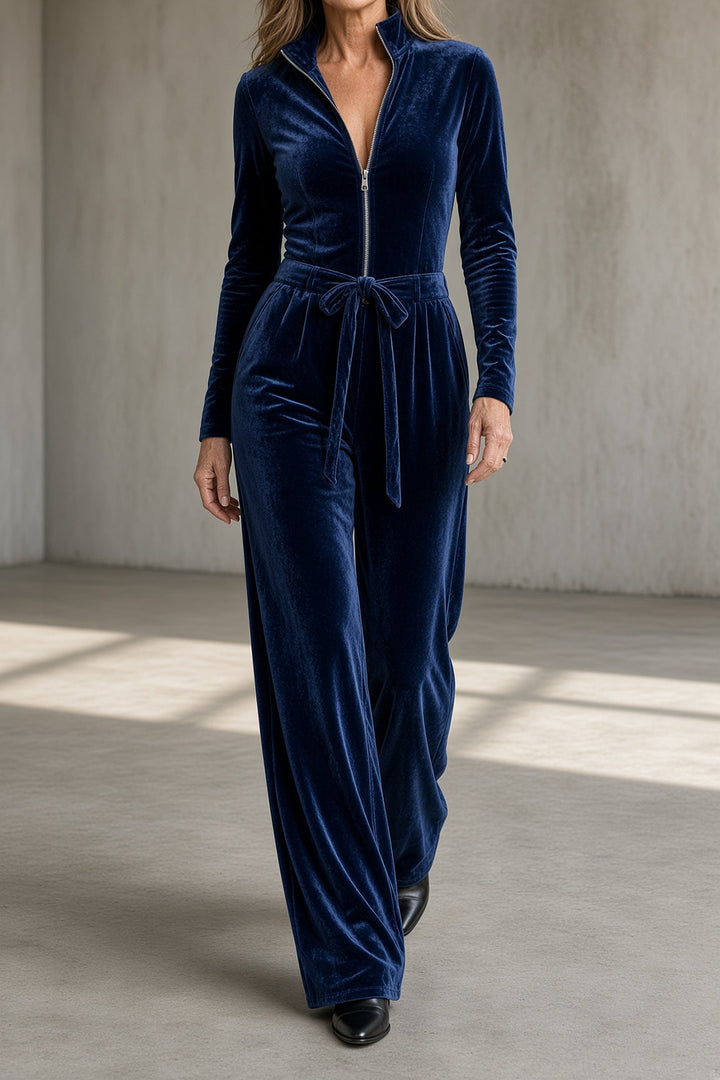 Ottavia | Velvet Jumpsuit with Belt