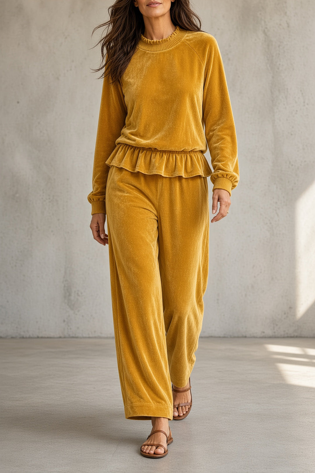 Fabiola | Velour Co-ord with Ruffles