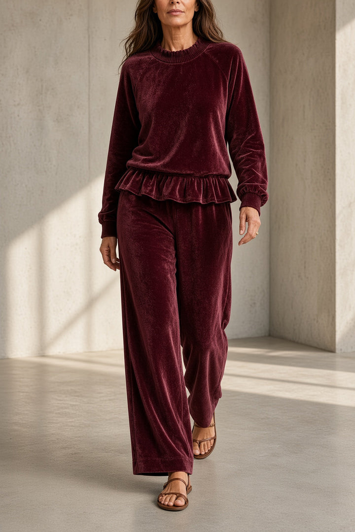 Fabiola | Velour Co-ord with Ruffles