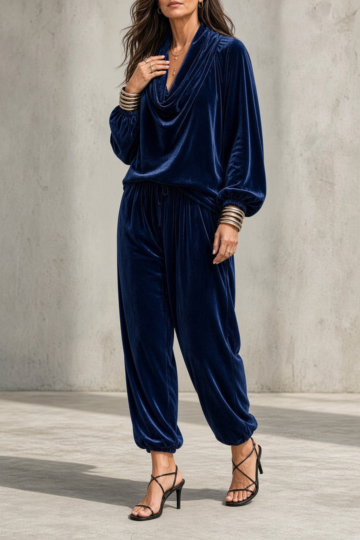 Serafina | Velvet Draped-Neckline Co-ord