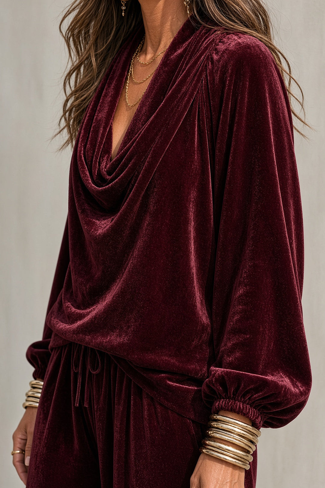 Serafina | Velvet Draped-Neckline Co-ord