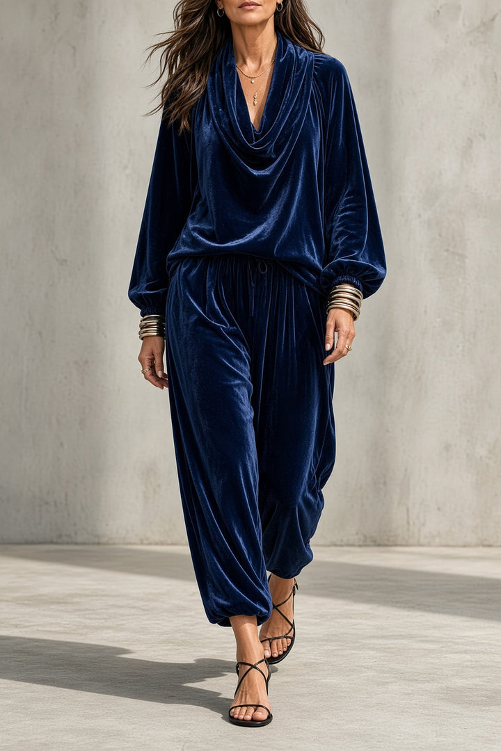 Serafina | Velvet Draped-Neckline Co-ord