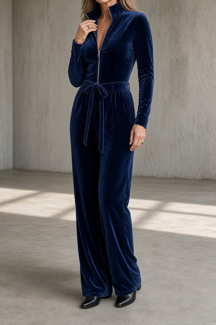 Ottavia | Velvet Jumpsuit with Belt