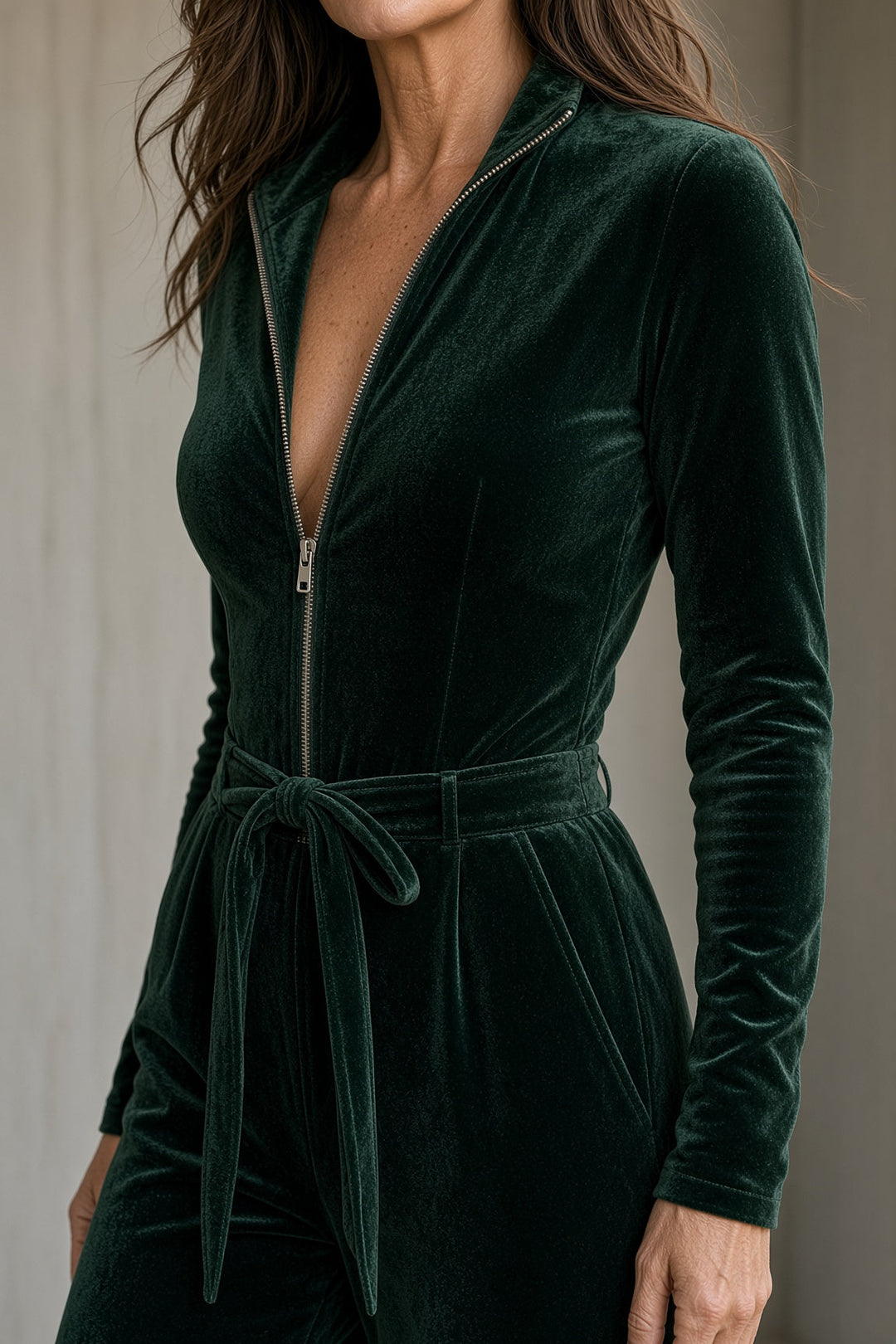 Ottavia | Velvet Jumpsuit with Belt