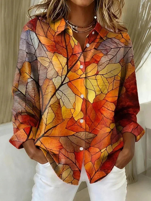 Aagje | Graceful Leaf Print Blouse