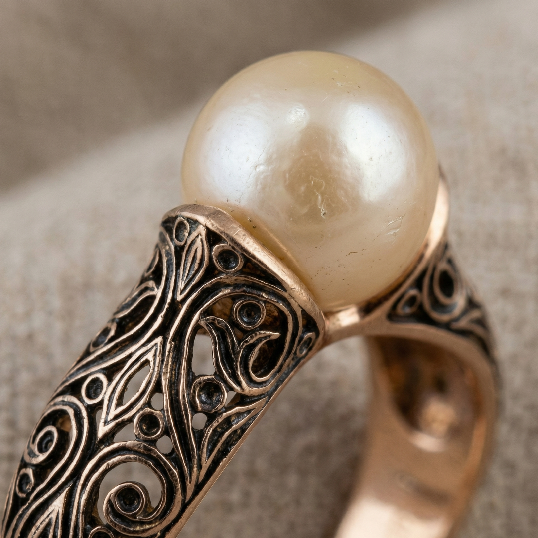 Vintage Gold Pearl Ring