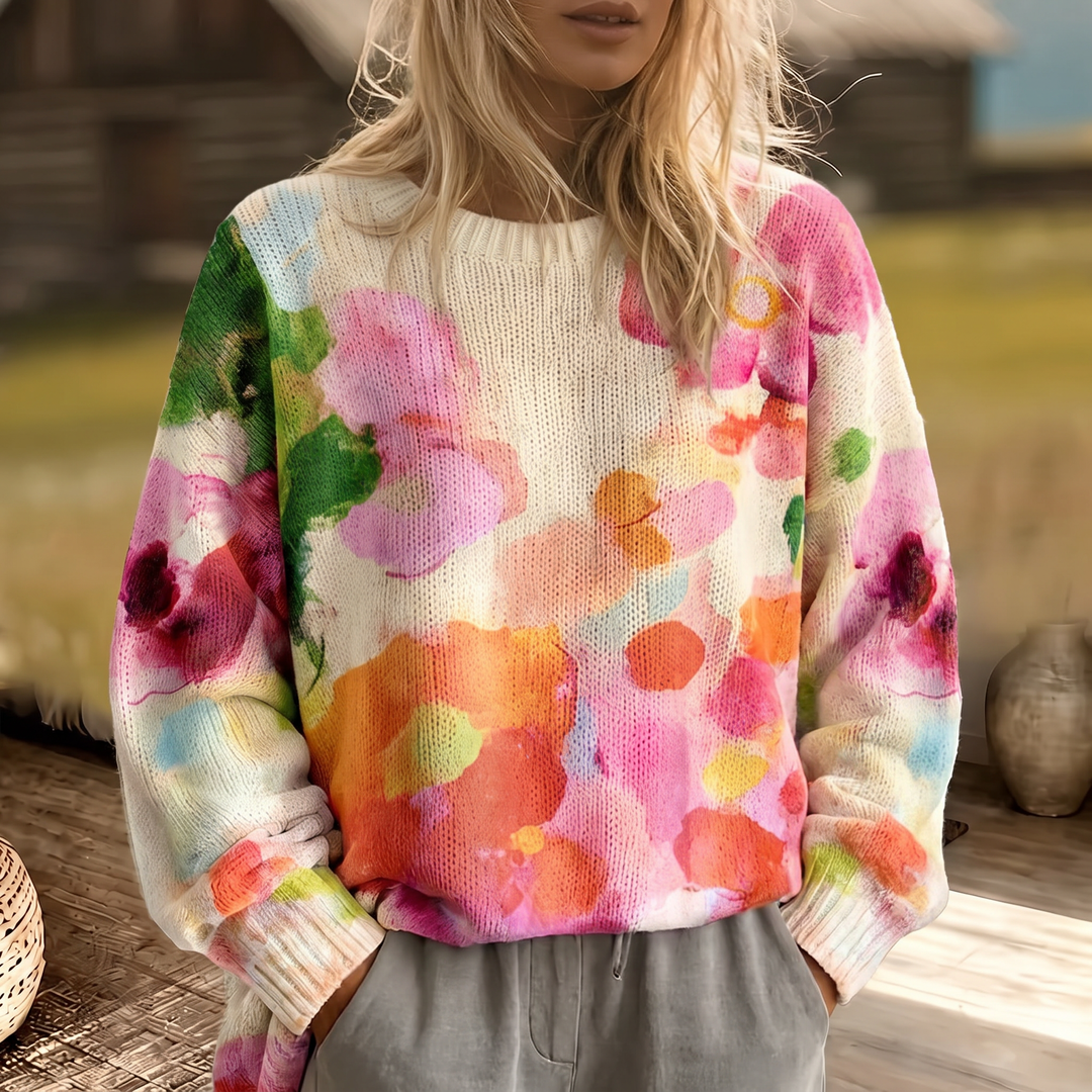 Ferrona | Multicolour Tie-Dye Floral Knitted Jumper
