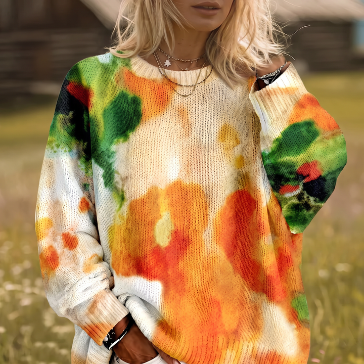 Amberlei | Orange Tie-Dye Floral Crew-Neck Jumper