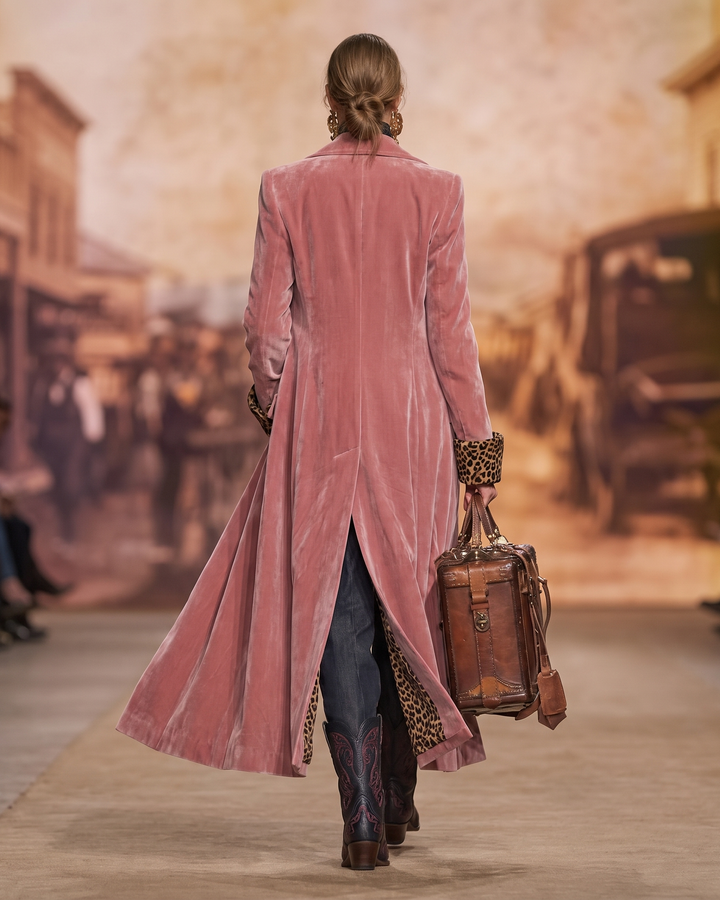 Madeleine | Long Fitted Velour Coat