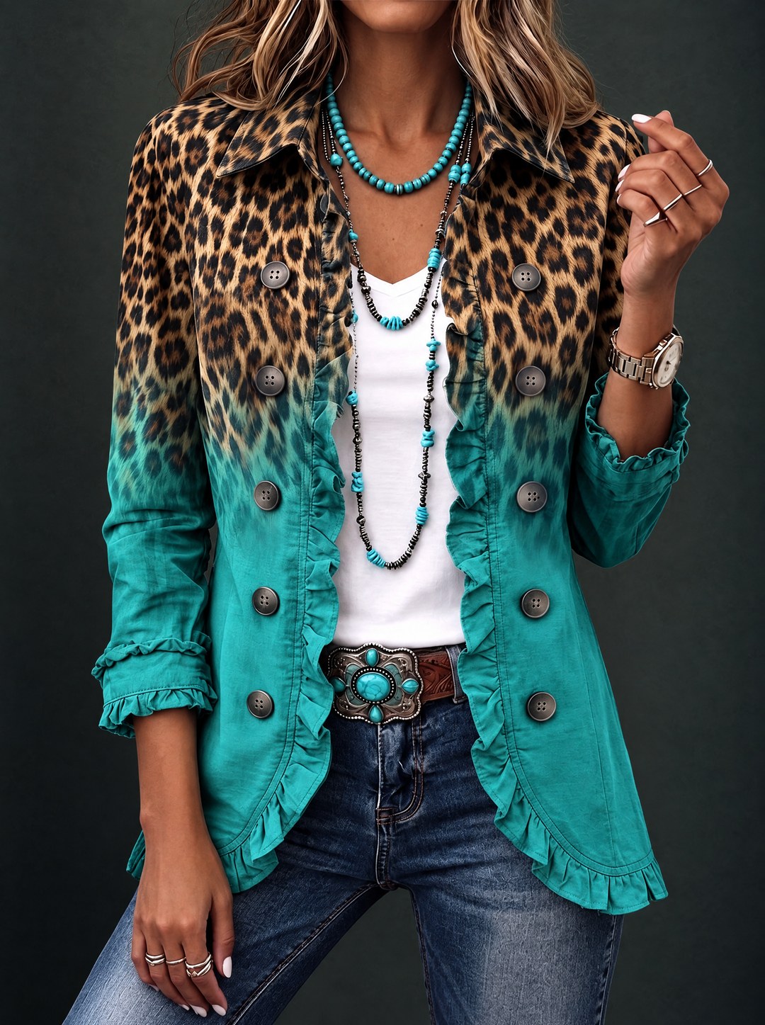 Cassandre | Lion-Tone Gradient Blazer with Ruffles