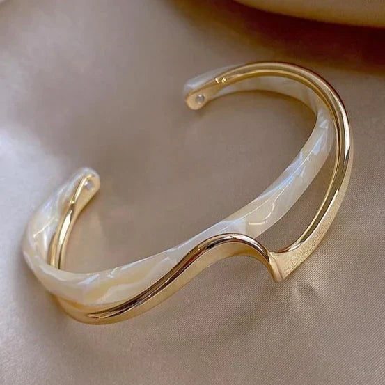 Elegant Gold White Opal Bracelet