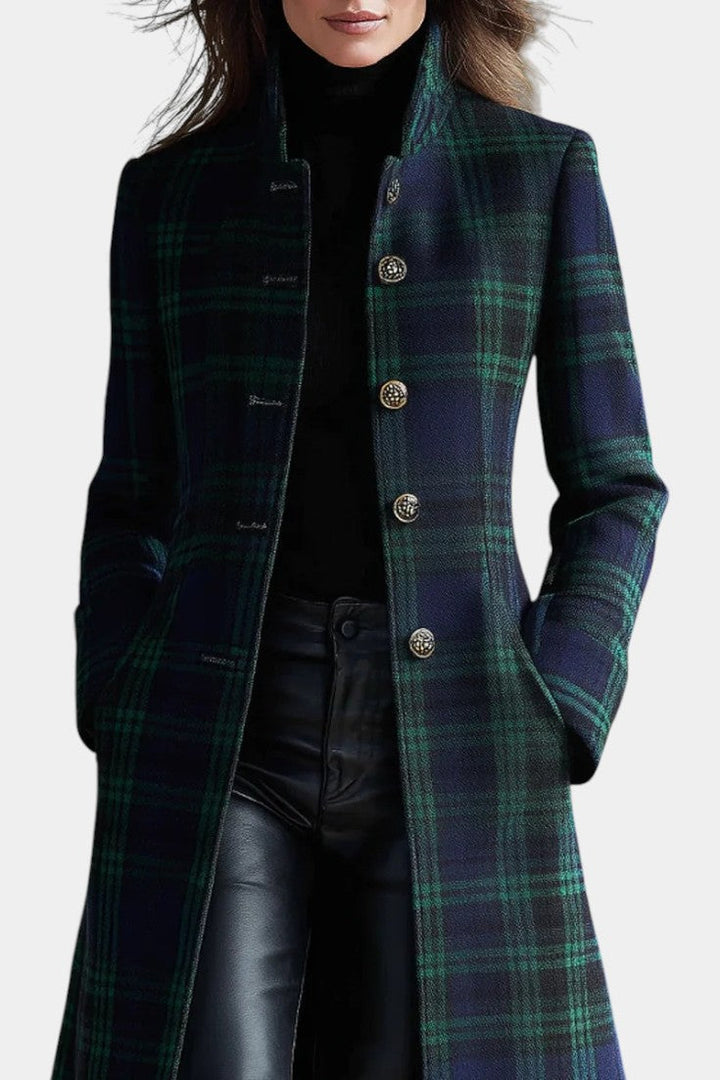 Rébecca | Fitted Mid-Length Check Coat
