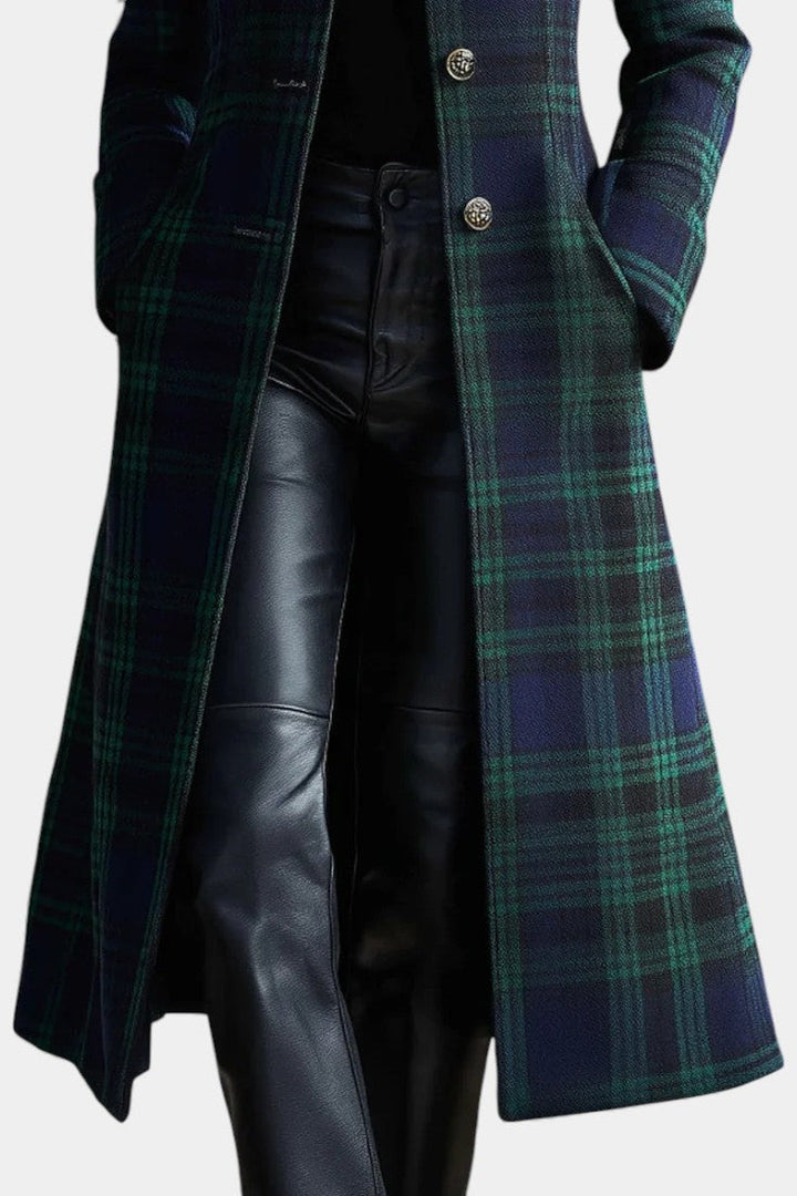 Rébecca | Fitted Mid-Length Check Coat