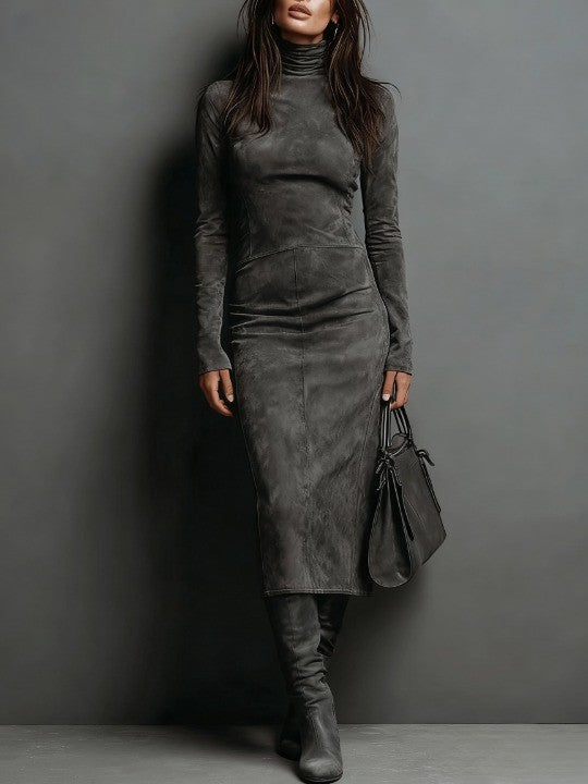 Lorène | Midi-Length Brown Dress