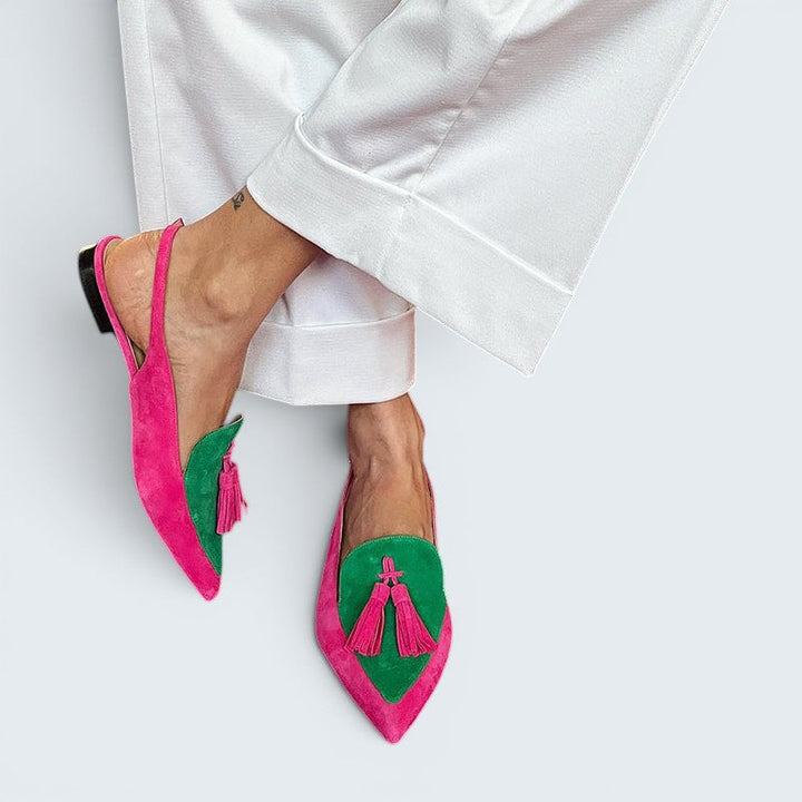 Loredana | Fringed Ballerinas with Ankle Strap