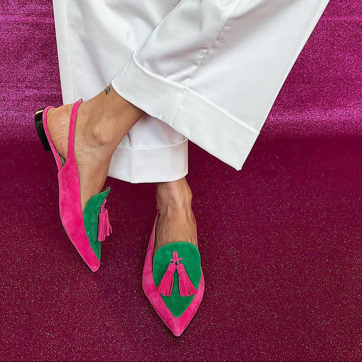 Loredana | Fringed Ballerinas with Ankle Strap
