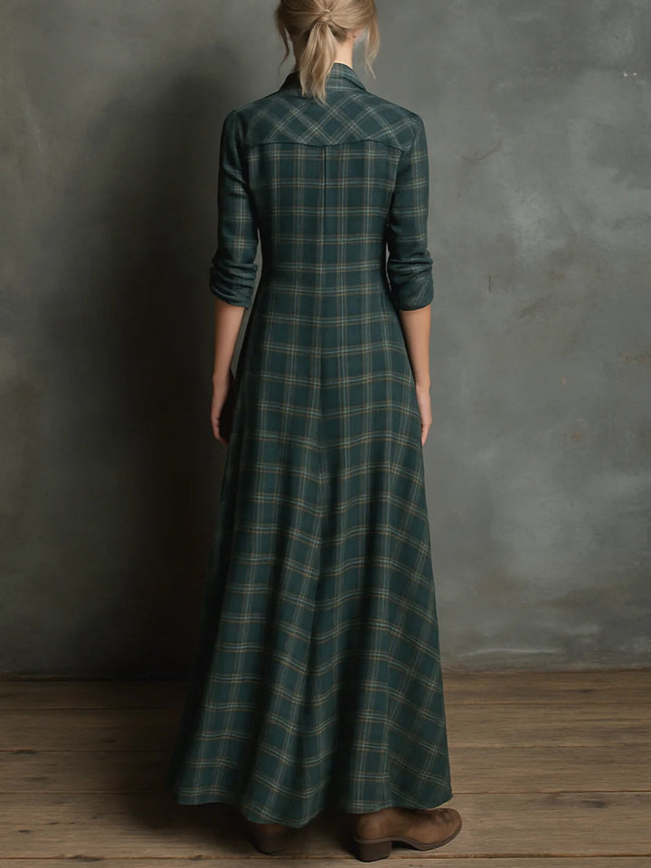 Margaux | Long Green Check Shirt Dress