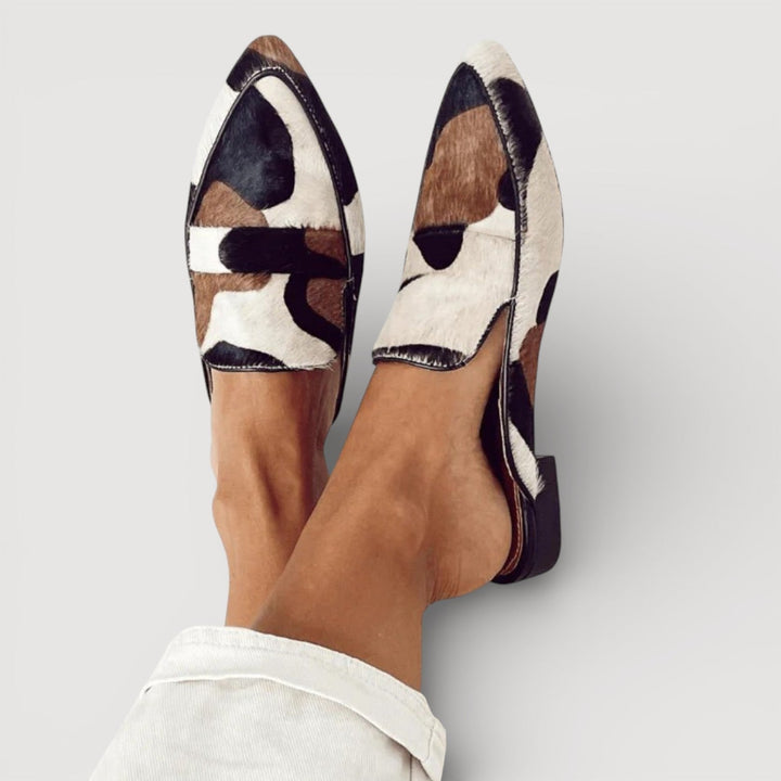 Maria | Comfortable Cow Print Moccasins
