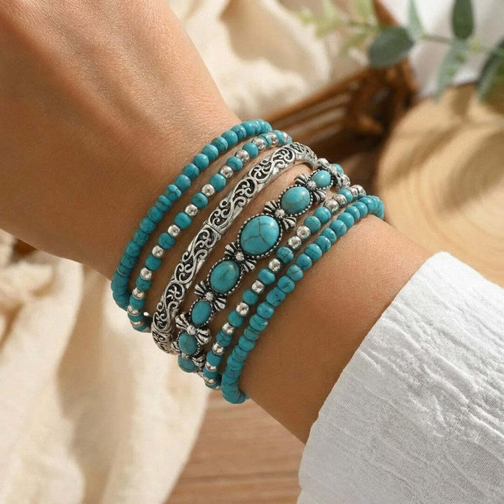 Mirella Boho Turquoise Bead Bracelet Set