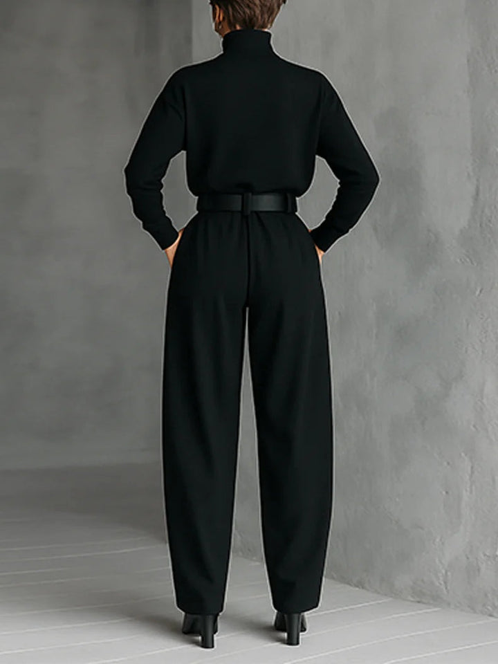 Noëlla | Black Roll-Neck and Straight Trouser Set