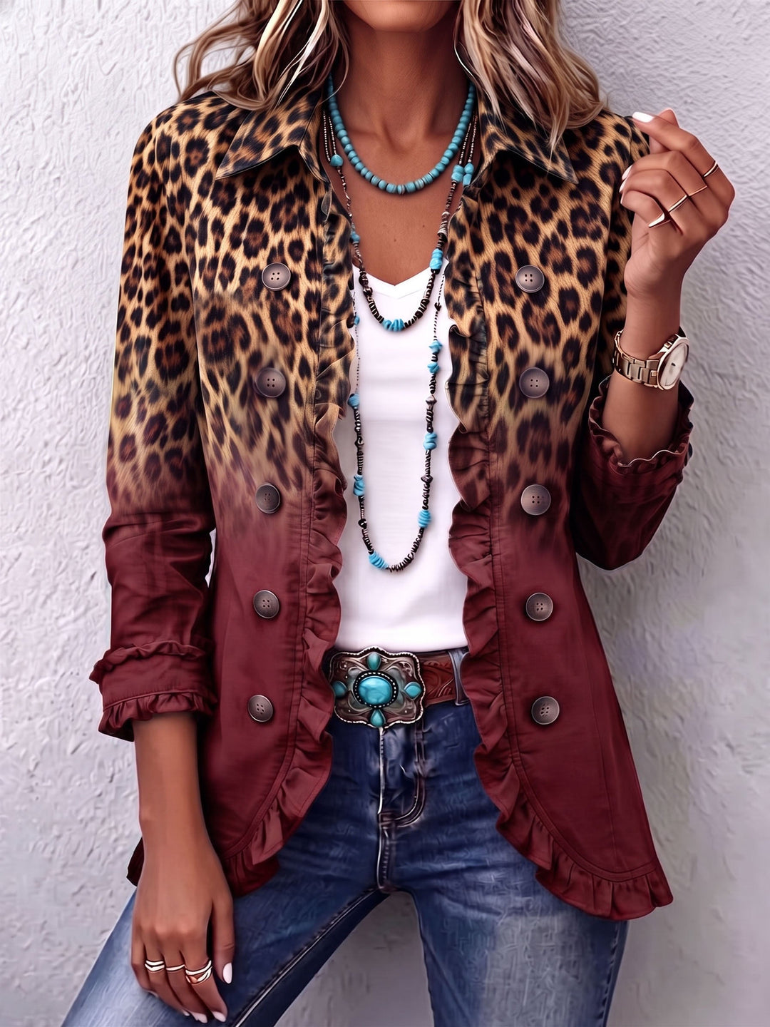 Cassandre | Lion-Tone Gradient Blazer with Ruffles