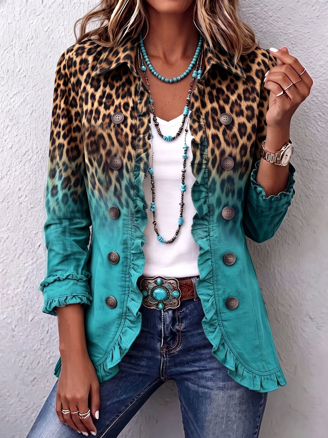 Cassandre | Lion-Tone Gradient Blazer with Ruffles