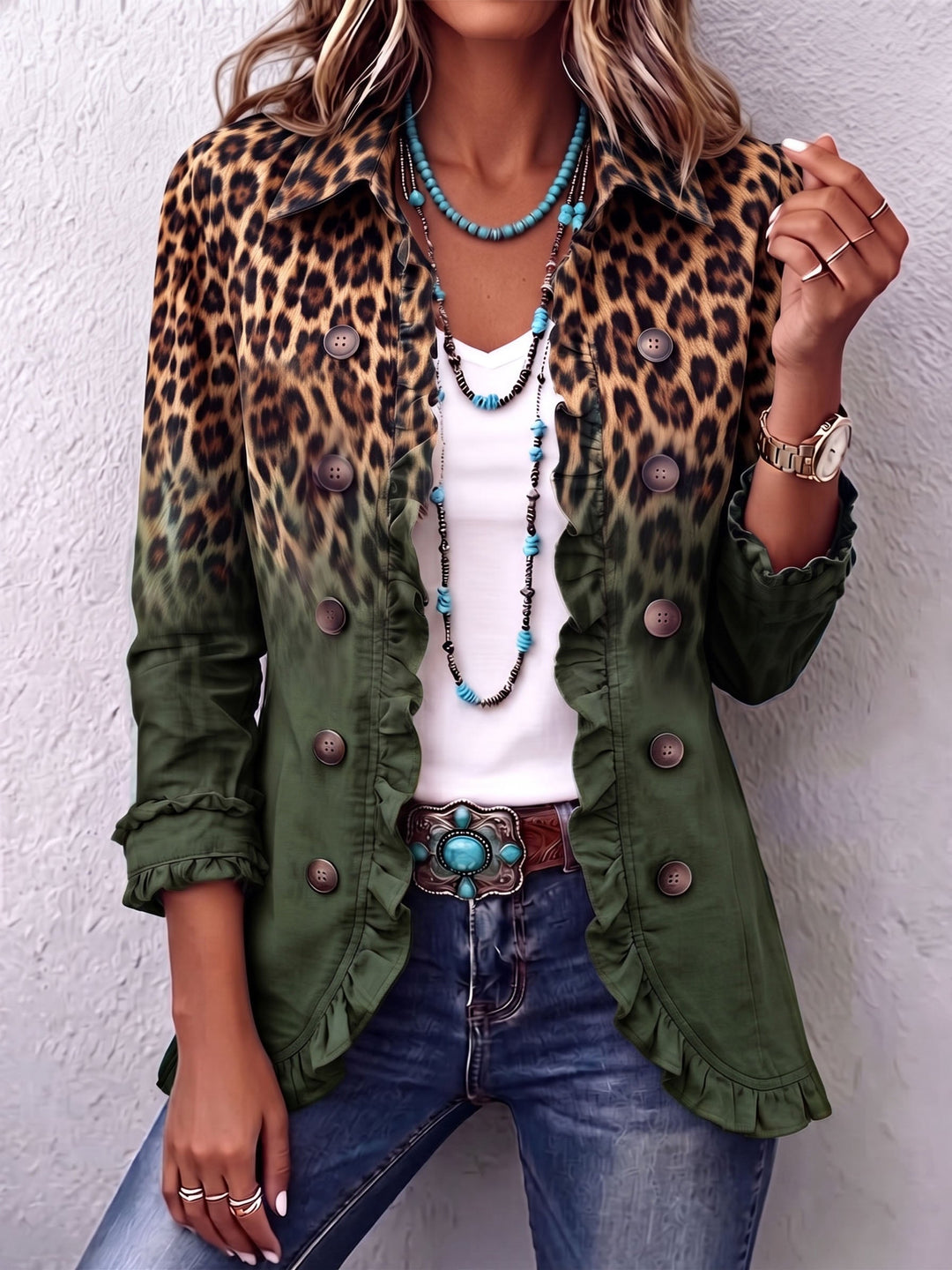 Cassandre | Lion-Tone Gradient Blazer with Ruffles